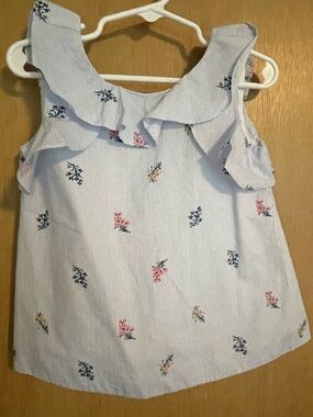 Janie & Jack Girls Pinstripe Floral Top Shirt - NEW - NWT - Size 3